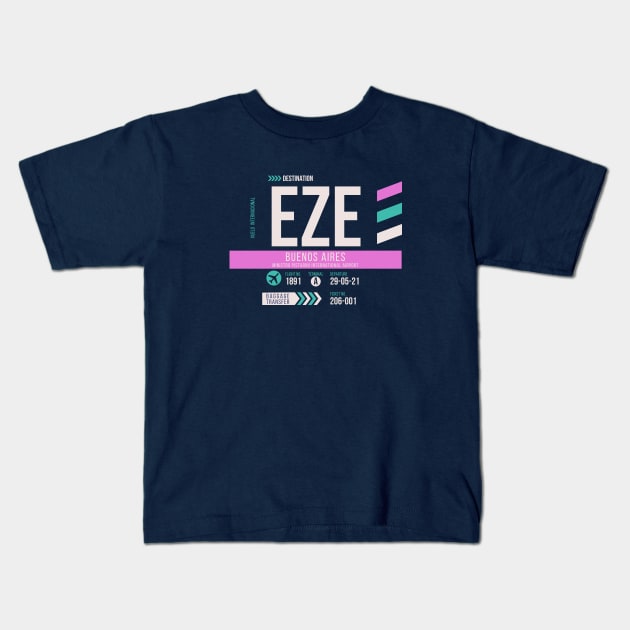 Buenos Aires (EZE) Airport Code Baggage Tag Kids T-Shirt by SLAG_Creative